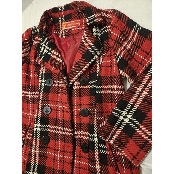 Vintage Dollhouse Plaid Stitch Christmas Girl XL 14 16 Coat Festive Preppy Fairy - Picture 9 of 9